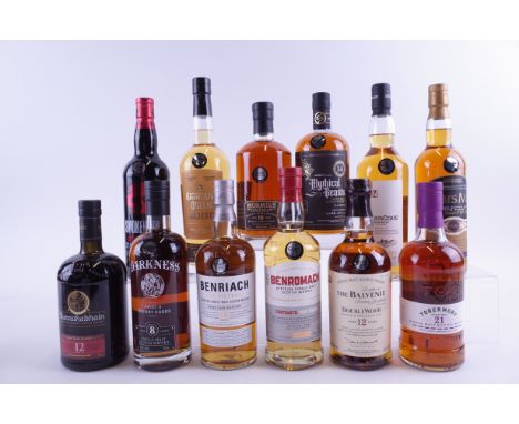 TWELVE BOTTLES SINGLE MALT SCOTCH WHISKYBunnahabhain Small Batch Distilled 12YO; Darkness Sherry Cask Finish 8YO; Benriach Th