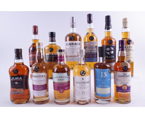 TWELVE BOTTLES SINGLE MALT SCOTCH WHISKYJura 18YO; Tomintoul Small Batch Merlot Wine Cask Finish; Kingbarns; Aultmore 18YO; T
