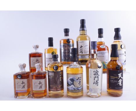 TEN BOTTLES JAPANESE AND TWO TAIWANESE WHISKYNagahama Single Malt The First Batch (50cl), Amarone Cask (50cl) and Sauternes C