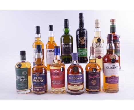 ELEVEN BOTTLES SINGLE MALT SCOTCH WHISKY AND ONE SINGLE GRAINMythical Beasts 14YO; Glen Moray Elgin Heritage 15YO; Deanston K