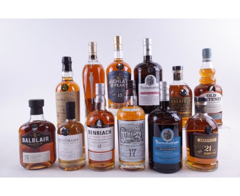 TWELVE BOTTLES SINGLE MALT SCOTCH WHISKYBalblair Distillery 15YO; The Greatdrams Cask Sample Series (50cl); Benraich The Smok
