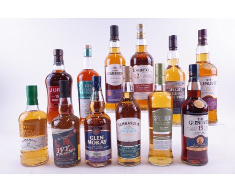 TWELVE BOTTLES SINGLE MALT SCOTCH WHISKYTobermory 12YO; Blair Athol Distillery Ivy By The Embers; Glen Moray Elgin Classic Po