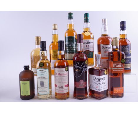 ELEVEN BOTTLES SCOTCH AND ONE INDIAN WHISKYWoven Experience N°7 Blended (50cl); Murray McDavid Single Malt Peated; Tè Bheag B