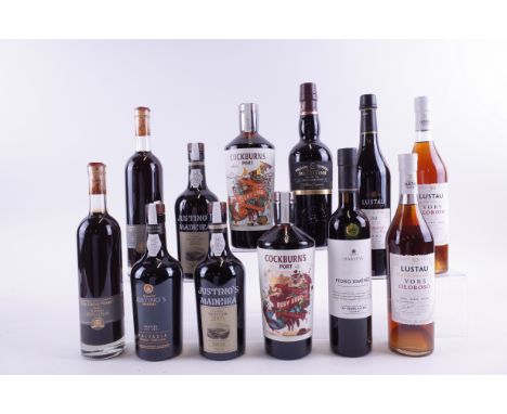 TWELVE BOTTLES SHERRY, PORT AND MADEIRAGonzalez Byass 2 x Viña Dulce Nombre Sherry (50cl); Justino's Madeira Malvasia 20YO (5