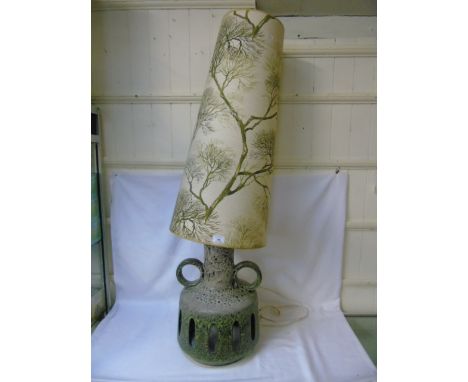 Large West German 1970's retro lamp base with original shade approx 50" tall