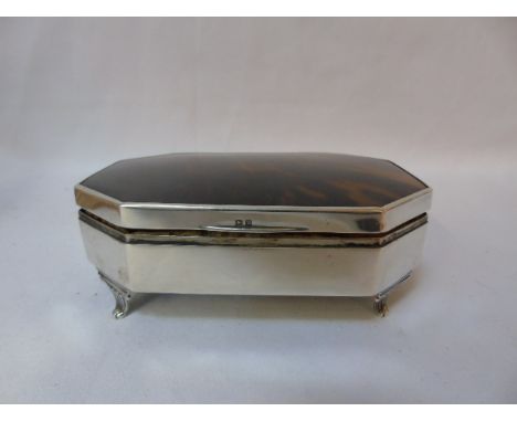 Vintage HM silver & tortoiseshell lidded pot (Birmingham 1944)