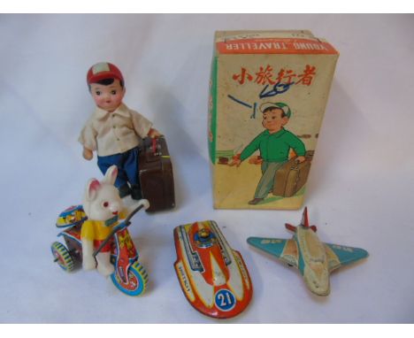 4 vintage clockwork toys inc: boxed young traveller