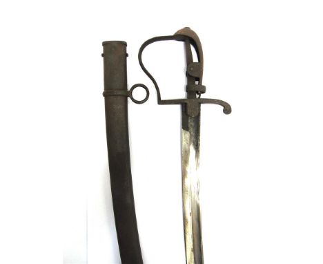 A BRITISH 1796 PATTERN CAVALRY SABRE the 75cm curved fullered blade with a flat back stamped 'W 15', and with a plain hilt (l