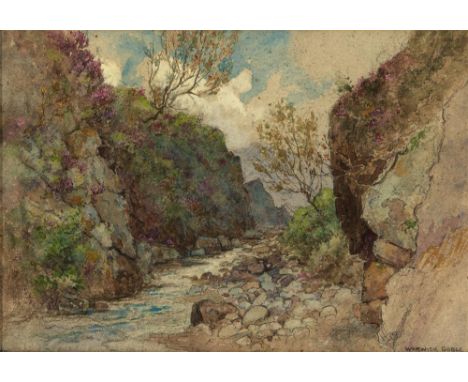 WARWICK GOBLE (BRITISH, 1862-1943) Boulder River Landscape, watercolour, signed lower right, 22.5cm x 33cm.