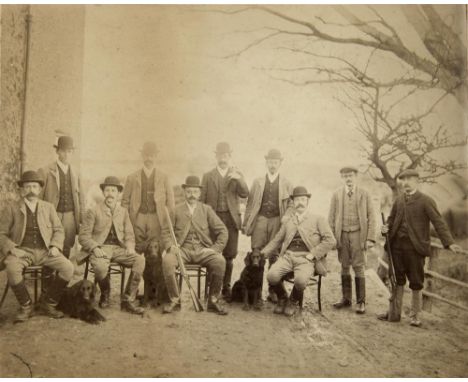 PHOTOGRAPHS Six black and white sporting groups, comprising a late 19th century shooting party, 24.5cm x 30cm (image); Highbr