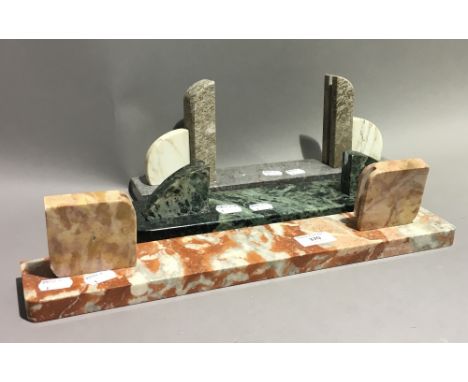 Three French Art Deco marble photo stands