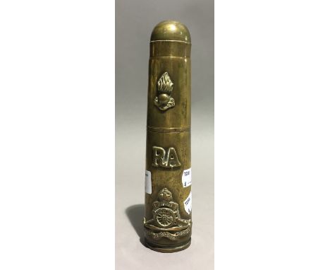 A Trench Art lighter with Royal Artillery insignias