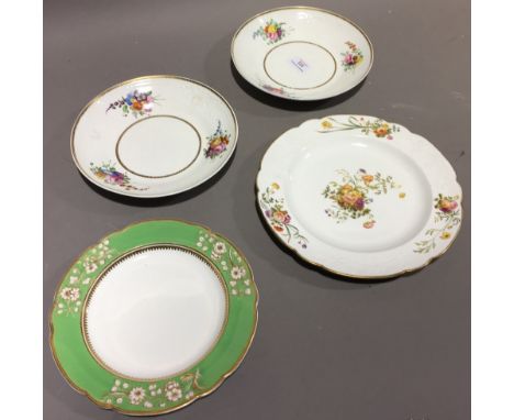 A Spode porcelain dinner plate, circa 1810-1820, red painted SPODE; together with a Spode porcelain dessert plate, circa 1810