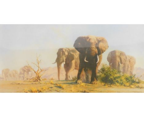 After David Shepherd. The Ivory is Theirs, limited edition print, with certificate, 42cm x 75cm, framed.