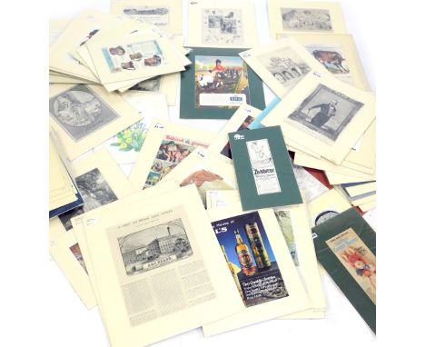 A group of prints, artist adverts, advertising posters, Bells Scotch Whisky, Crawfords, United Shipping Lines and others, eac