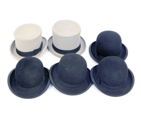 A group of hats, comprising four bowler hats, makes to include Zenith and George Orme &amp; Sons, together with two grey felt
