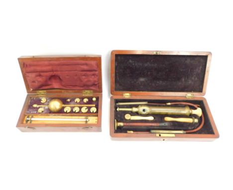 A Sykes mahogany cased hydrometer, for F. Palliser Camp Works Wolverhampton, bearing plaque to lid, 20cm wide, together with 