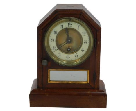 A late 19thC American mahogany cased mantel clock, by Seth Thomas, Thomaston, Connecticut, circular brass dial, with enamel c