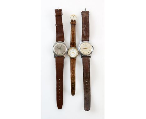 A  Nidor gentleman's  wristwatch in steel case, the signed  dial batons and numbered at 3,6 ,9 and `12, dauphin hands ands an