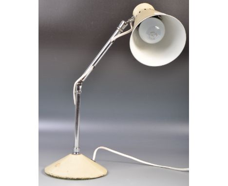 Pifco - An original mid 20th Century British retro vintage industrial desk lamp light having a tapering conical enamel pendan