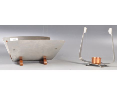 Arthur Salm - Kalmar &amp; Winckler - Two pieces of 20th Century teak and stainless steel items comprising a square form two 