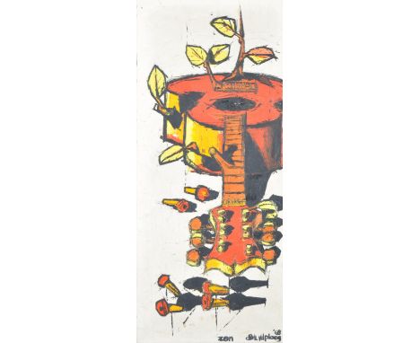 Dirk van der Ploeg - Zen Music Group - A fantastic rare mid 20th Century retro oil on canvas painting by&nbsp;Dirk van der Pl