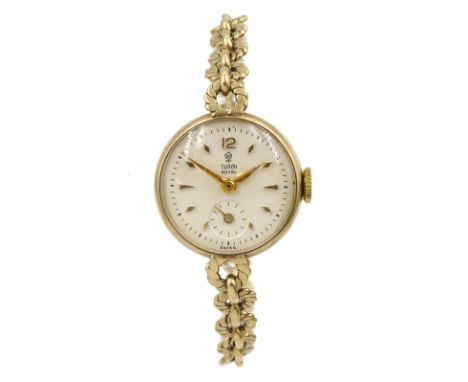 Tudor Royal 9ct gold ladies manual wind, wristwatch, on 'Rolex' gold link bracelet, Chester 1955, boxedCondition Report:Appro
