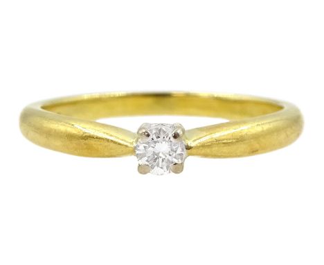 18ct gold single stone round brilliant cut diamond ring, hallmarkedCondition Report:Approx 2.6gm, size M-N, well presented ri