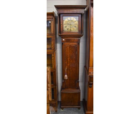 An Oak Thirty-Hour Single Handed Longcase Clock, 10" square brass dial with chapter ring signed Barber, Winster, later case