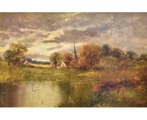 Clement Morris (19th century) ''Clifton Hampden Church'' Signed, inscribed verso,oil on canvas, 49.5cm by 75.5cm