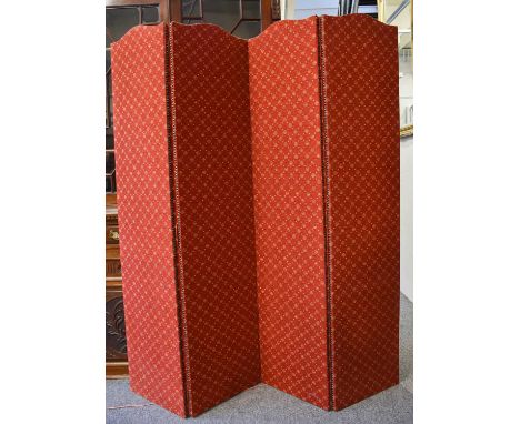 A Four-Fold Fabric Modesty Screen, each panel 39cm by 168cm