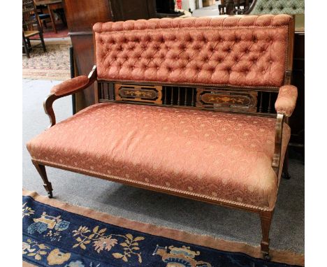 A Victorian Rosewood Parlour Sofa, with inlaid decoration, 136cm 