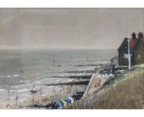 Charles Whittaker (20th century)Figures on the seafront Signed, watercolour and gouache, 24.5cm by 35cmProvenance: Guildhall 