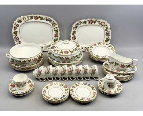 ROYAL WORCESTER 'VIRGINIA' PATTERN DINNER &amp; TEA SERVICE FOR SIX, including 2 x circular two-handled lidded tureens, and s