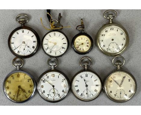 EIGHT VARIOUS POCKET / FOB WATCHES, VINTAGE WRISTWATCH- lot includes 3 x military issue base metal pocket watches with broad 