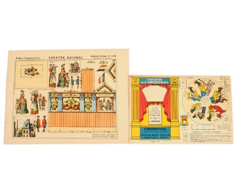 Imagerie Pellerin (Epinal, France) antique toy theatre Guignol No 1318 Petites Constructions hand coloured lithograph sheet, 