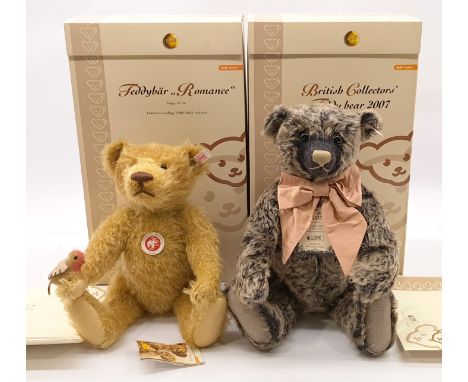 Steiff Pair Of Teddy Bears Including: (1) Steiff British Collectors' 2007 Old Black Bear, white tag 662508, LE 3000, mohair, 