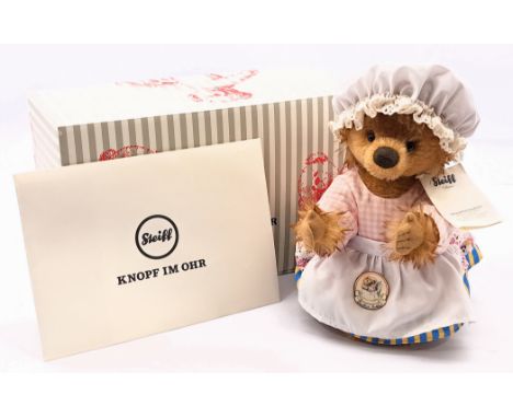 Steiff Mrs Tiggy-Winkle, white tag 690259, LE 5000, mohair, swing label, certificate, pin badge, within Excellent box, small 