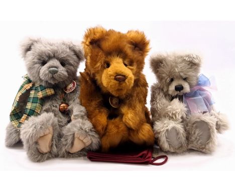 Charlie Bears group including: (1) Star, CB 604769, plush, swing labels (faded), carry bag, 16"/41cm; (2) Mr Jingles CB 17359