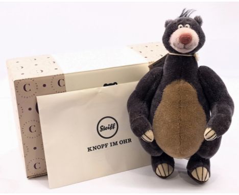 Steiff Disney Baloo, white tag 690228, mohair, musical plays bear necessities (untested), swing label, certificate, within Go