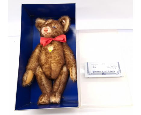 Steiff Petsy Bicolor 1927, replica, LE 106 of 5000, white tag 0180/50 (yellowed/discoloured), mohair, chest tag, certificate,