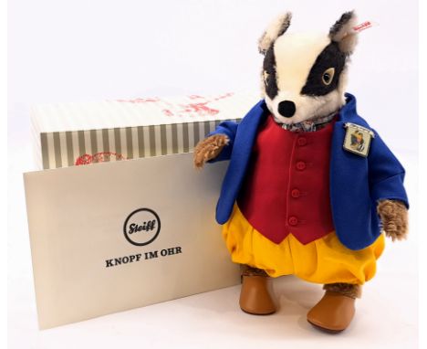 Steiff Tommy Brock, white tag 691188, LE 5000, mohair, swing label, certificate, with pin badge, within Excellent box, Excell