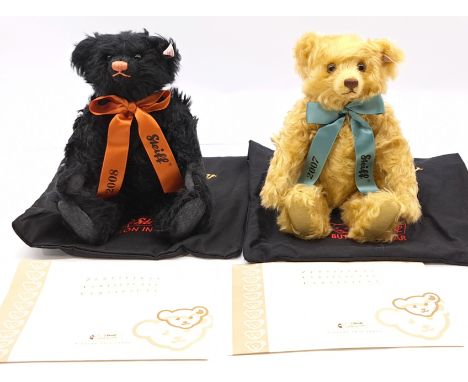 Steiff Bear Of The Year Pair Including: (1) Steiff QVC Exclusive Bear of the Year 2007, white tag 662485, LE 1500, golden moh
