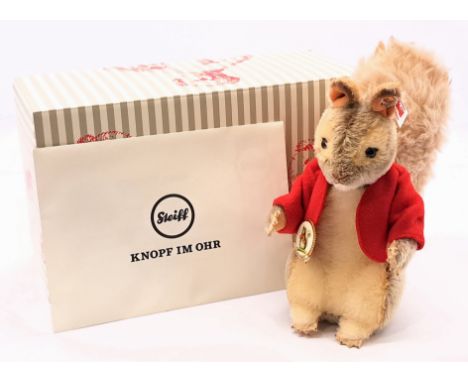 Steiff Timmy Tiptoes, white tag 690983, mohair, pin badge, swing label, certificate, within Excellent box, Excellent, 8"/20cm
