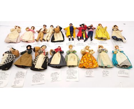 Shallowpool vintage character dolls x eighteen, heads and lower limbs made from plaster of Paris, attached to a wired armatur