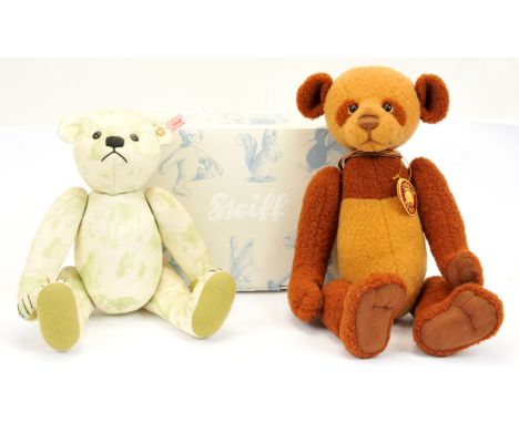 Steiff and Charlie Bears pair of teddy bears: (1) Steiff Teddy Bear Signature, white tag 037245, LE 598/2008, third in the Bi