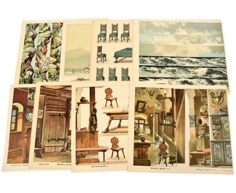 JF Schreiber (Germany) juvenile toy antique theatre small size uncut lithographed sheets: (1) Nr 438 Tavern Behind the scenes