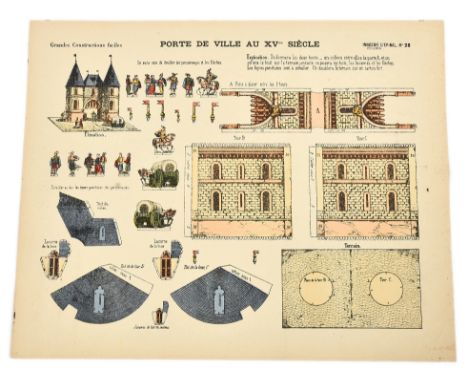 Imagerie Pellerin (Epinal, France) antique toy Porte de Ville au XVme Siecle No 28 Grandes Constructions faciles hand coloure