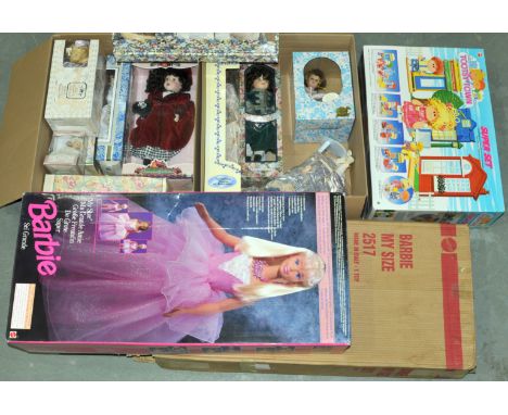 Collection of dolls and toys, including: Mattel Barbie My Size, life-size doll, 1992, #2517, front of dress is discoloured, o