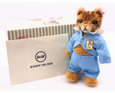Steiff Danbury Mint Tom Kitten, white tag 690389, LE 5000, with pin badge, certificate, swing label, Excellent Plus, within E